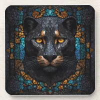 Mosaic Majesty: The Black Panther Beverage Coaster