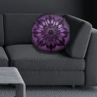 Enchanted Mandala Purple Round Pillow