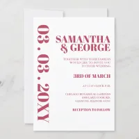 Elegant Bold Magenta retro Modern Wedding Invitation