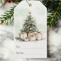 Rustic Watercolor Christmas Tree Gift Tags