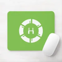 Futuristic SciFi Circle With Custom Monogram Green Mouse Pad