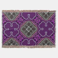 Purple Clover Geometric Patter Woven Throw Blanket