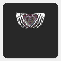 Skeleton Hand Heart Muertos Mexican Day Of Dead Square Sticker