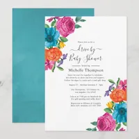 Watercolor Floral Fiesta Drive By Shower Invitation