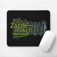 Zazzle Word Cloud Green and Black Mouse Pad