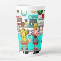 1950's Couple Holding Hands at Diner   Latte Mug