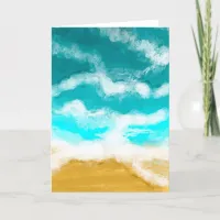 Turquoise Ocean Waves Coastal Blank Card