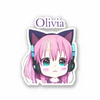 Personalized Kawaii Girl with Headphones on Sticker