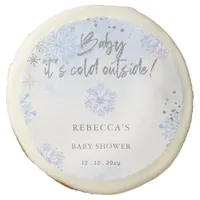 Blue Baby its Cold Outside Winter Baby Shower Sugar Cookie