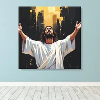 Jesus Christ Our Savior | Black and Gold Canvas Print