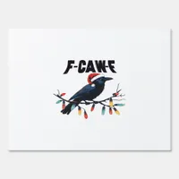 Funny Crow Christmas Classic Retro Design Sign