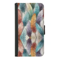 Beautiful multi colored ice crystal feathers  samsung galaxy s5 wallet case