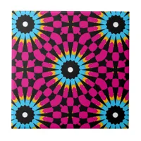 Magenta and Turquoise Chic Geometric Pattern Ceramic Tile