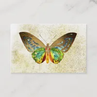 *+* White Gold Gilded Butterfly Gold Glitter Business Card