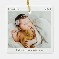 Minimalist Photo Baby's First Christmas  Ceramic Ornament