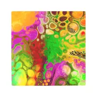 Magenta, Lime Green, Black Yellow abstract art  