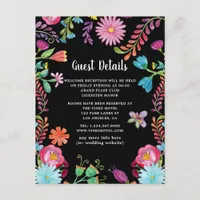 Colorful Watercolor Floral Fiesta Guest Details Enclosure Card