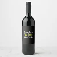 Naughty Little Ghoul Funny Halloween Design Wine Label