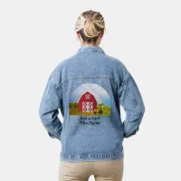 Red Barn Blue Sky Personalized Name Womens Denim Jacket