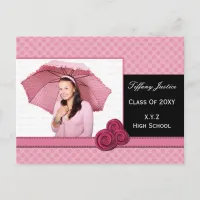 polka dots pink cute Graduation photo card