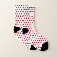 Red Heart Girly Fun Chic Balloon Pattern White Socks