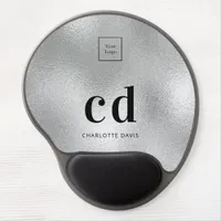 Logo silver monogram initials business gel mouse pad