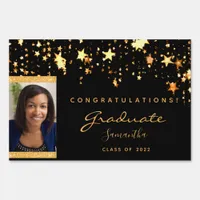 Graduation party black gold stars photo 2022 sign