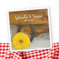 Yellow Daisy and Horseshoe Country Western Wedding Napkins