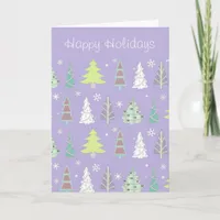 Christmas Tree Pattern Violet and Lime ID175 Holiday Card