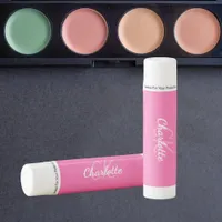 Rose pink monogram name lip balm