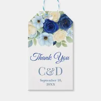 Navy Royal Bue Wedding Watercolor Ivory Flowers Gift Tags