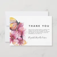 Butterfly Floral Modern Sympathy Funeral Thank You Card