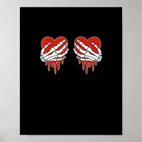 Anti Valentine Skeleton Heart Gothic Style Poster