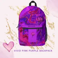 Vivid Pink Red Purple Printed Backpack