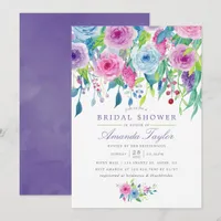 Ultra Violet Watercolor Floral Bridal Shower Invitation