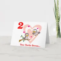 On the 2nd Day of Christmas two Turtle Doves Holiday Card