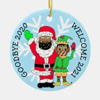 Goodbye 2020, Welcome 2021 Ethnic Santa Ceramic Ornament