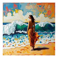 Woman on Beach Abstract Seaside Art 