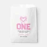 Cute Pink Bow Coquette 1st Birthday Favor Bag