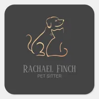 Rose Gold And Charcoal Modern Minimalist Pet Logo Square Sticker