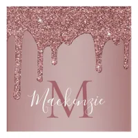 Girly Rose Gold Sparkle Glitter Drips Monogram Acrylic Print