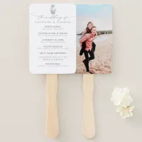 Modern Nautical Seashell Photo Wedding Program Hand Fan