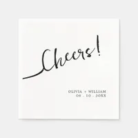 White Cheers Modern Wedding Cocktail Napkins