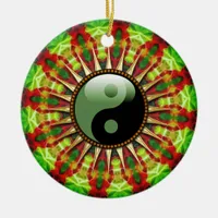 YinYang Mexican Sun flower Ceramic Ornament