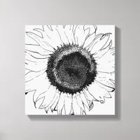 Black and White Sunflower Canvas Print