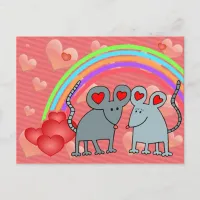 Mice in Love Valentines Holiday Postcard