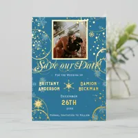 Snowflake Winter Wonderland Wedding Save the Date Foil Invitation