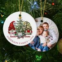 Family Photo Christmas Gnome Sweet Gnome Ceramic Ornament