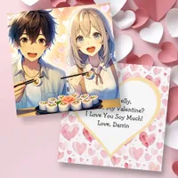 Cute Anime Sushi Pun Valentine's Day Invitation