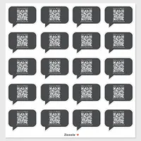 Black Minimalist Speech Bubbles QR Shop Stickers